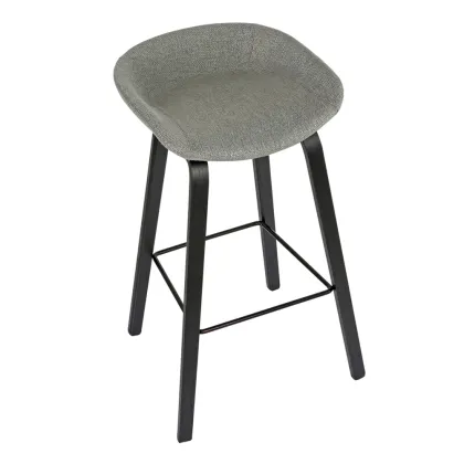 Soild wood PP liner gray Island bar stool