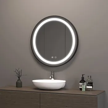 Android Smart Touch Screen Bathroom Mirror with Time, Date, and Temperature Display