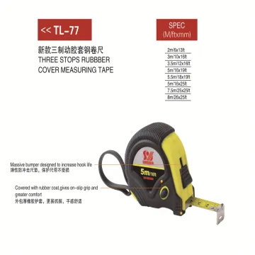 Three Stop Rubber Cover Measuring Tape