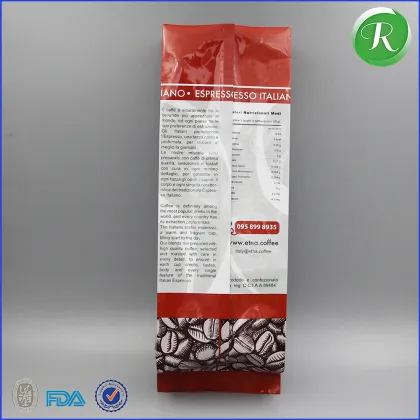 Food Grade Customize Printing Four Side Sealed Aluminium Foil Coffee Packaging Bag With Air Valve