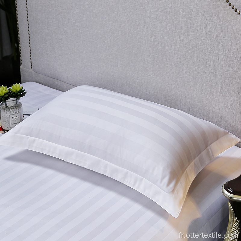 Draps de lit d&#39;hôtel à rayures en satin de coton
