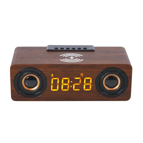 Newest Outdoor LED Display Wooden Wireless Charger with Bluetooth Speaker and Alarm Clock - 2023 Arrival