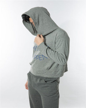 Men's Short Hoodie With Text Print