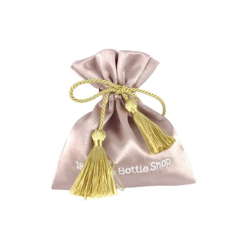 Luxury Packaging Drawstring Pouch Wedding Embroidery Logo Pearly Satin Jewelry Pouch Bag with Tassel