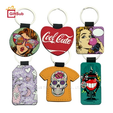 Customizable Cartoon Design Sublimation Double-Sided Keychains & Other Key Rings on Blank Leather