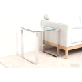 Mesa auxiliar cuadrada contemporánea con vidrio