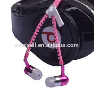 High quality popular Zipper earphone for cellphone