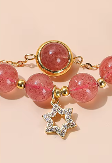 3A Natural Strawberry Quartz Lucky Beads Bracelet