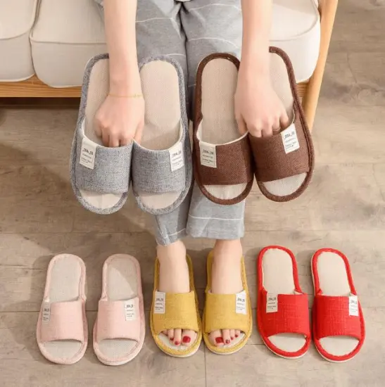 Summer Couples Sandals: Non-Slip, Wear-Resistant, Soft, Trendy, Indoor-Outdoor Cotton-Linen Beach Slippers for Women