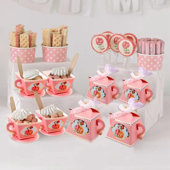 Sweets Wedding Cupcake Paper Box with Ribbon