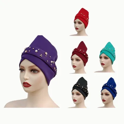 Wholesale African Hat Pearl Diamond Turban
