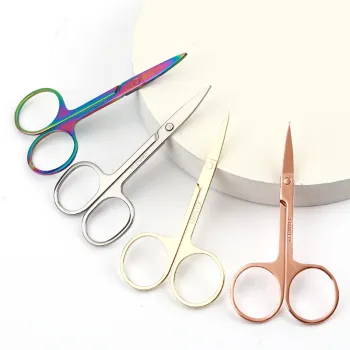 Professional Stainless Steel Nail Cuticle Scissors for Manicure - Curved and Straight Heads