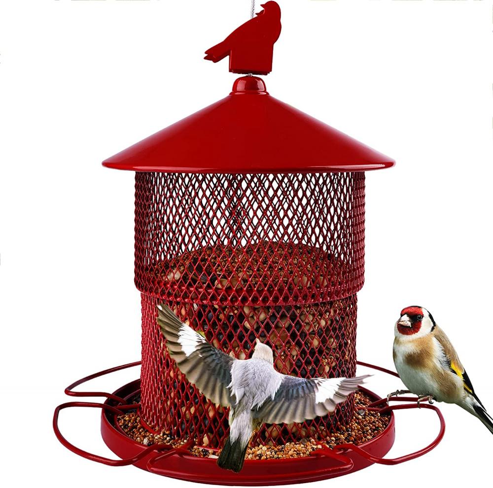 Red Solid Heavy Hanging Bird Feeder