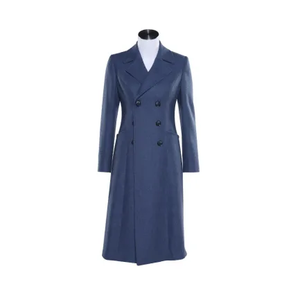 Superior Quality long overcoat women top brand winter dark blue wool coat long women