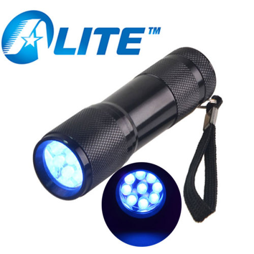 Hot Tail Button 3X AAA Battery Black Light Torch Detector 9 LED 365 UV Flashlight