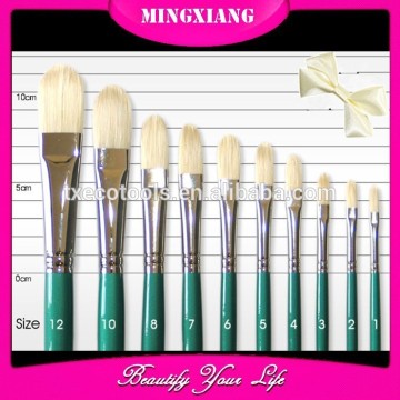 Green handle 10pcs natural bristles acrylic artist painting brush set