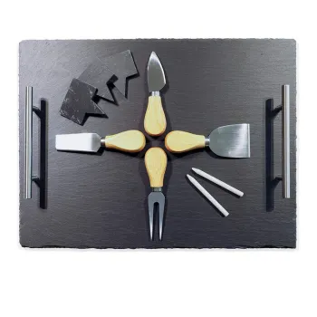 Slate Cheese Charcuterie Board Set with Stainless Steel Handles - 10 Piece 16"x12.2