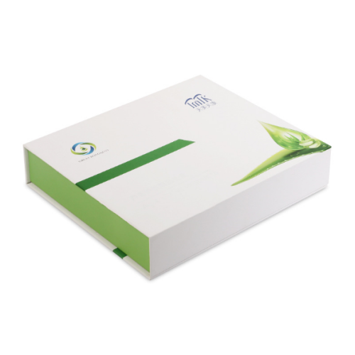 Zielone pudełko kosmetyczne z nadrukiem jedwabiu z magnesem