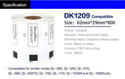 Brother 62x29x800m blank adhesive label paper