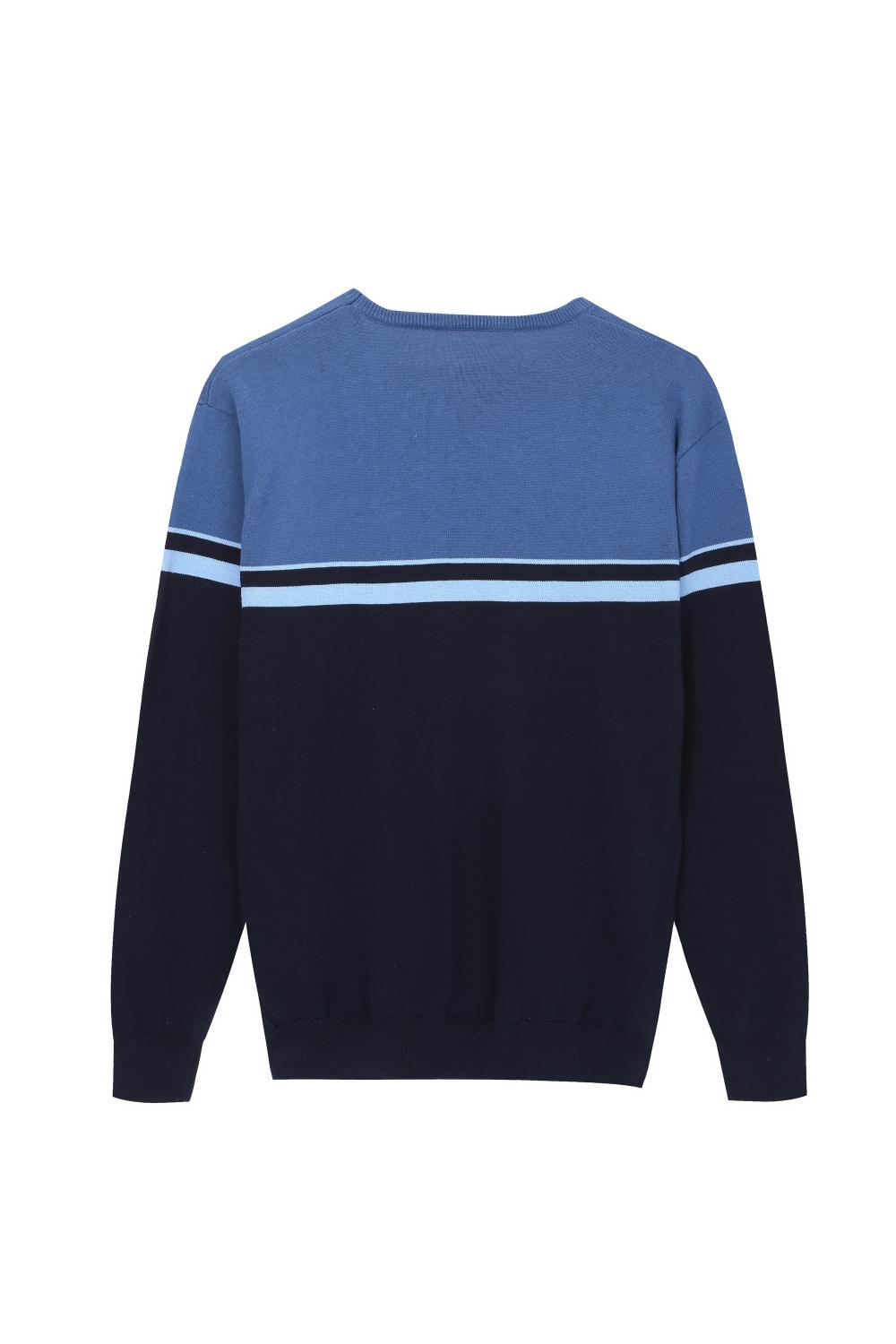 Men's Knitted Multi-Color Striped Crew-neck Pullover