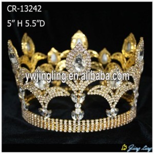 Full Round Gold Pageant Crowns Tiaras