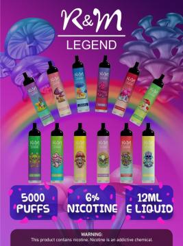 5000puffs इलेक्ट्रॉनिक सिगरेट आर एंड एम लीजेंड डिस्पोजेबल वेप