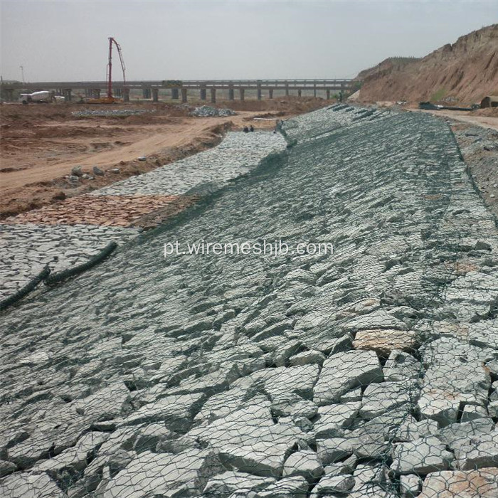 Cesta sextavada revestida de Gabion da malha do PVC