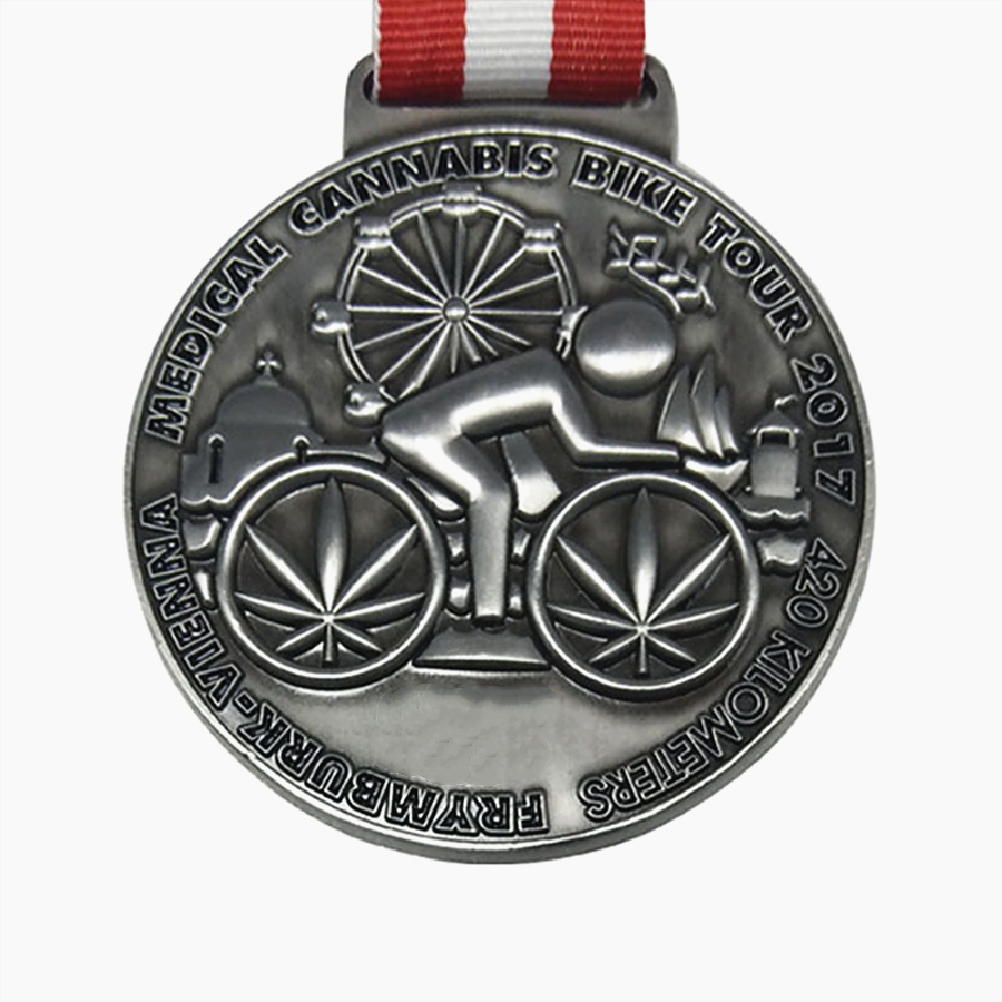 Tilpasset hevet metal bicyle -etterbehandler medalje