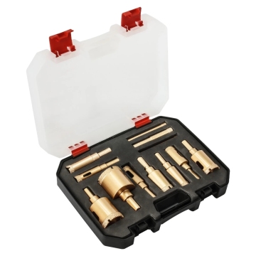 12Pcs Diamond Coated Drill Bits Set for Glass, Marble, Granite, Stone, Tile & Ceramic