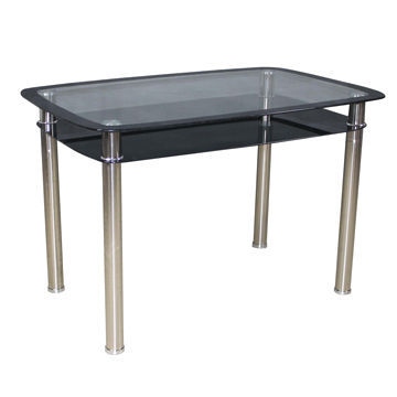 Oval-shaped Glass Dining Table, Made of Tempered Glass with Stainless Steel Legs