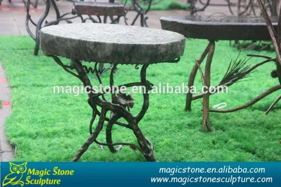 stone top cast iron table for home decoration
