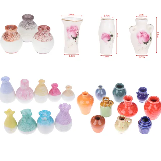 1pc/2pcs 1:12 Dollhouse Miniature Dollhouse Vases Art Vase Pot Exquisite Workmanship Baby DIY Furniture Toys Cute Style