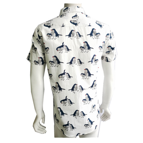 Men Fashion Cotton Print Short Sleeve Shirt