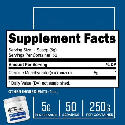 Micronized Creatine Monohydrate Powder 5000mg Pure Unflavored Private Label Supplement for Muscle Growth & Workout Performance