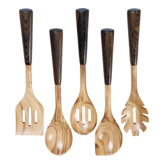 Olive wood cooking tool set
