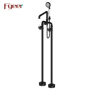 Fyeer Industrial Matt Black Bathtub Faucet with Double Handles