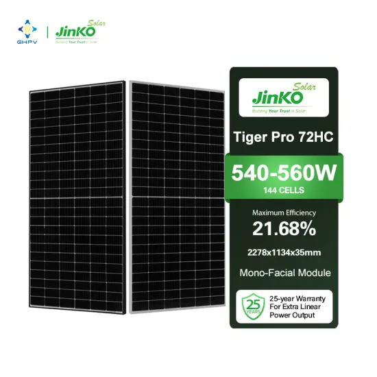 Jinko Solar Panels: Tiger Pro 72HC Photovoltaic Panels in 540W, 545W, 550W, 555W, and 560W