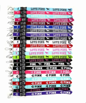 Custom Pink Love Neck Strap Keychain Lip Gloss Lanyard for iPhone and Samsung