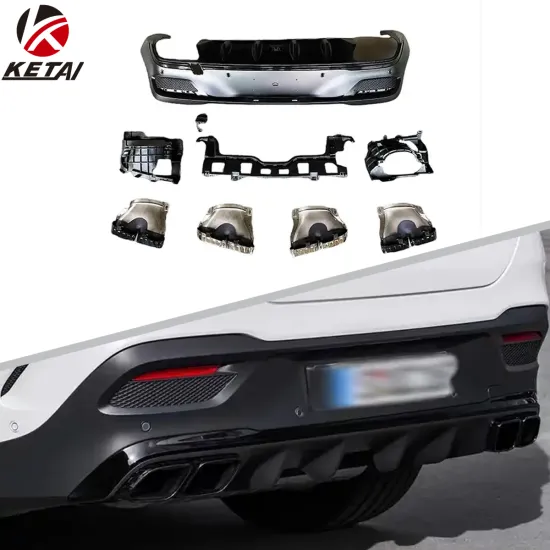 GLE63 AMG Style Rear Diffuser with Silver Black Tips for BENZ C167 Coupe 2020-2022