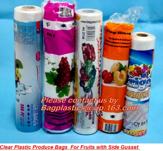 Clear Plastic Produce Bags on roll For Supermarket, produce bags on roll, clear bags, food bags, fruit bags, vegatable bags