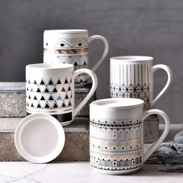 High Quality New Design Full Warp Decal Funny Ceramic Mug with Lid for Office