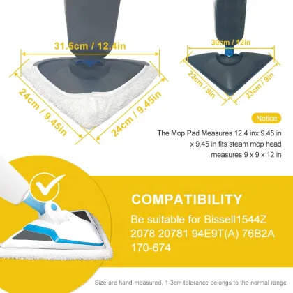 High-Quality Bissell 1544Z & 2078 Mop Triangle Microfiber Pocket Mop Cloth: Perfect Fit for Steam Mop Pads