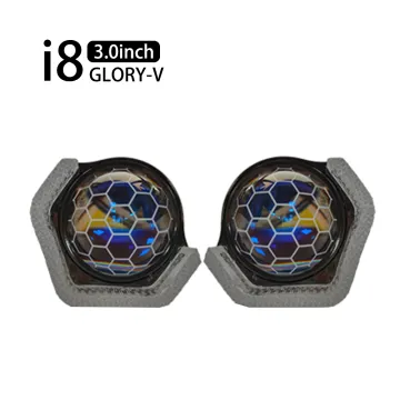 RGBW Halo Shroud H4 H7 9005 Blue Coating Bi-LED Projector Lens Headlights Retrofit DRL Kit