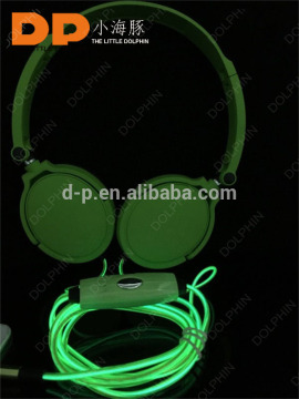 over-ear glowing gaming headeset led el light up in the dark headphones stereo sound bulk sale