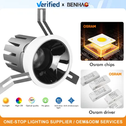 Modern Square Outlet Anti-glare Adjustable Recessed COB Ceiling Spotlight with Osram LEDs