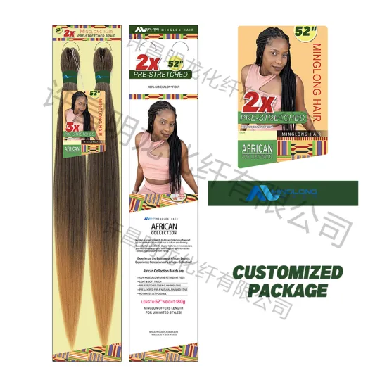 Customized Package 2X Extensionst For African Hair Expression Ombre  Braids Easy Braid Pre Stretched Synthetic Braiding Hair