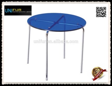 Colorful cheap modern round table with acrylic top