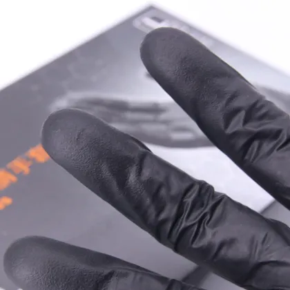 AMMEX Thick Oil-Resistant Wear-Resistant Labor Protection Rubber Gloves - Black Disposable Nitrile Gloves