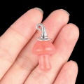 Cherry Quartz Mushroom Wizard Cap Pendant for Making Jewlery 15X20mm Stone Halloween Charms