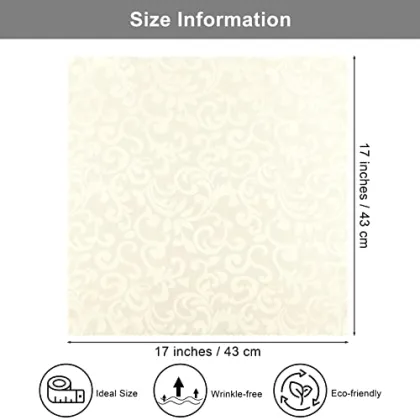 17x17 Inch Damask Cloth Napkins, 12 Packs Polyester Satin Square Table Napkins for Wedding Decoration